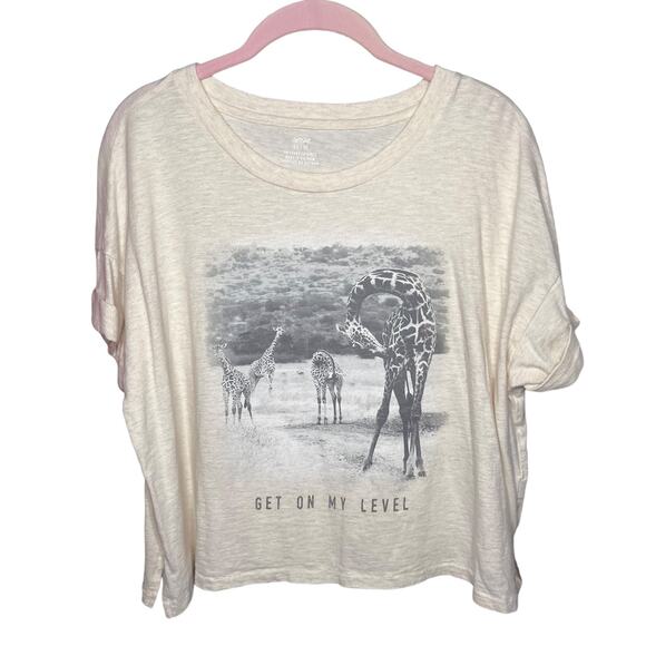 aerie get on my level giraffe oversized cropped graphic tee Size XS - Picture 1 of 3